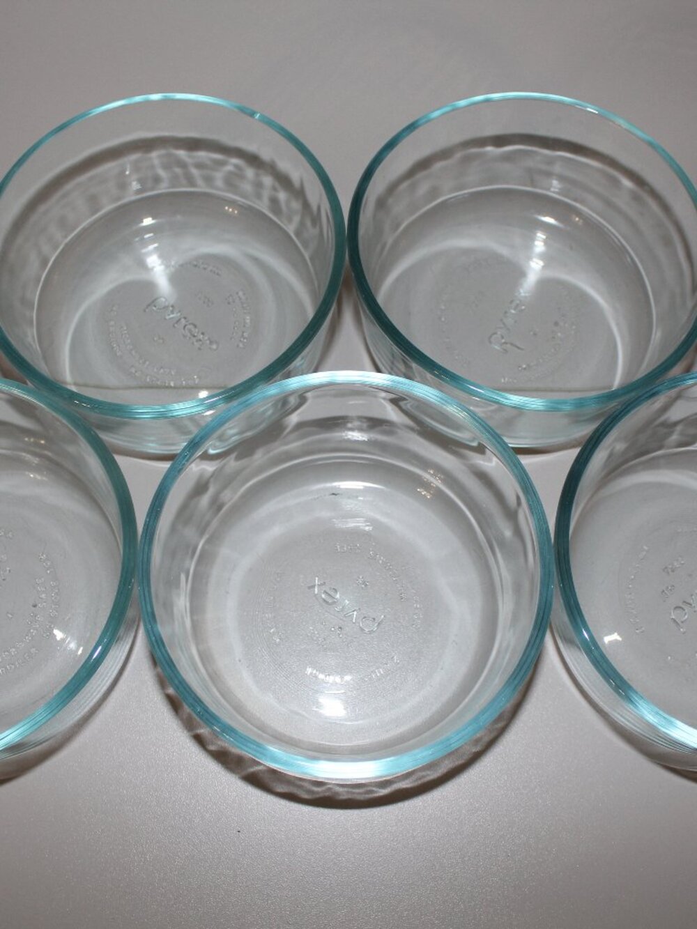 Lot of 5 Vintage PYREX Round 4.5" Diameter Glass Baking Dish #7200 Food Storage